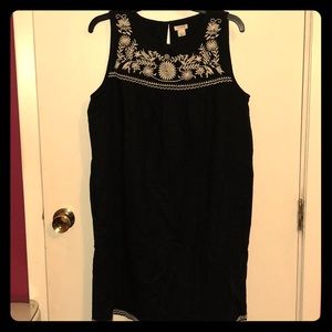 J. CREW Black Ivory Embroidered Dress